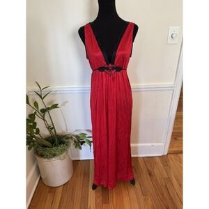 Gilead Vintage S Red Black nightgown lingerie nightie lace Slip Dress Robe 3 LOT